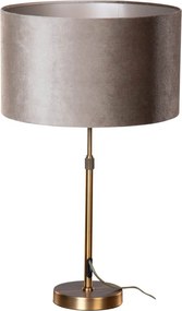 Lampada da Tavolo Bronzo con Paralume in Velluto Taupe 35cm - Parte