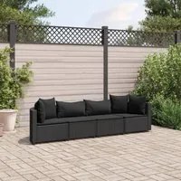 Set Divani da Giardino 4 pz con Cuscini Nero in Polyrattan 3308459