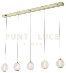 Allure 5lt bar pendant - metallo ottone satinato e acrilico traspar...