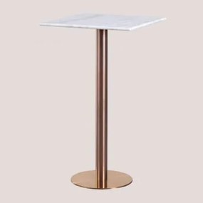 Tavolo Alto Quadrato da Bar in Marmo (60x60 cm) Cosmopolitan Bianco & - Sklum