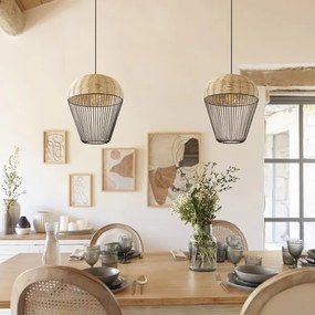 Atmosphera - Lampadario a sospensione con filo ANEA 1xE27/40W/230V rattan