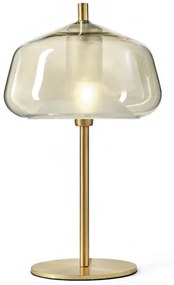 Lampada da tavolo in vetro borosilicato color miele con montatura in oro spazzolato Miloox Xray