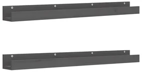 Mensole da parete 2 pz grigio 110x12x9cm legno massello di pino
