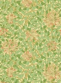 Morris & Co Carta da parati Honeysuckle - Green/ Beige/ Pink