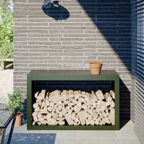 Rastrelliera Per Legna Da Ardere Verde 100x40x60 Cm İn Acciaio /