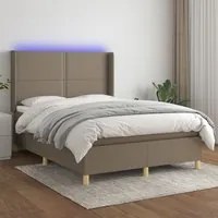 Letto a Molle con Materasso e LED Tortora 140x200 cm in Tessutocod mxl 75367