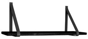 Scaffale in legno nero con maniglie in pelle , 80 x 20 cm Forno - House Nordic