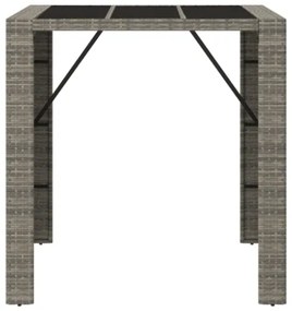 Tavolo da Bar con Piano in Vetro Grigio 105x80x110cm Polyrattan