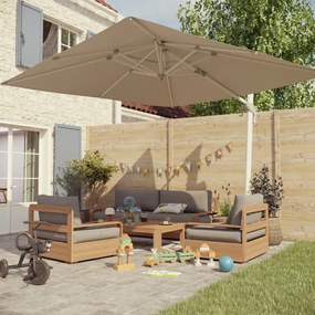 Ombrellone decentrato bianco AURA NATERIAL L 281 x 286 cm con telo beige