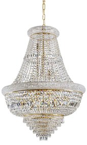 Lampadario Classico Dubai Metallo-Cristallo Ottone 24 Luci E14