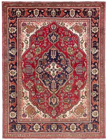 Tabriz Tappeto 140x190 Rosso (Iran) Annodato A Mano