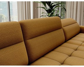 Divano angolare giallo allungabile/con contenitore (con penisola a sinistra/a U) e rivestimento in velluto Berrto – ELTAP