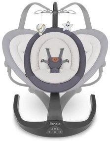 Lionelo - Altalena per bambini RINA con melodia, 4xAA, grigio cemento + telecomando