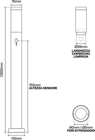 Paletto da giardino con Sensore Movimento 1m Corten E27