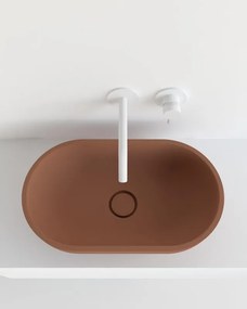 Lavabo da appoggio Capsula ovale in resina L 60 x H 17.1 x P 35 cm rosso opaco piletta non inclusa