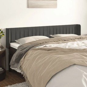 Testiera Ad Orecchio Grigio Scuro 183x16x78/88 Cm İn Velluto /