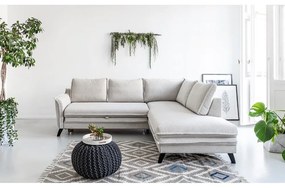 Divano letto angolare beige chiaro L, angolo destro Charming Charlie - Miuform