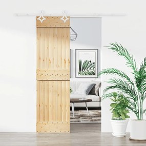 Porta Scorrevole Con Set Hardware 70x210 Cm Legno Massello Pino /