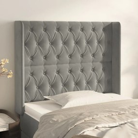 Testiera Ad Orecchio Grigio Chiaro 93x16x118/128 Cm İn Velluto /