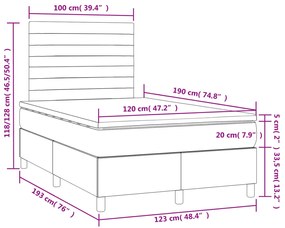 Letto a Molle con Materasso e LED Tortora 120x190 cm in Tessuto