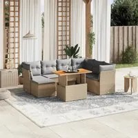 Set Divano da Giardino 8 pz con Cuscini Beige in Polyrattan 3270954