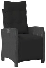 Set da pranzo da giardino 5 pz nero con cuscini in polyrattan