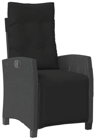 Set da pranzo da giardino 5 pz nero con cuscini in polyrattan
