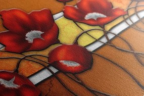 Stampa su tela – Papaveri rossi e baccelli di papavero