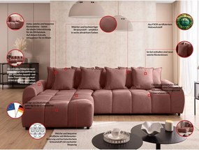 Divano angolare color terracotta (con penisola a sinistra/con chaise lounge) Albane – Ropez