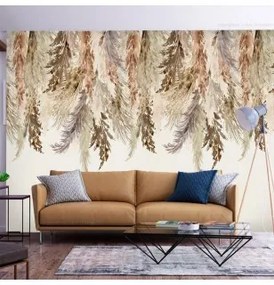 Carta da parati - Minimalist boho landscape - dangling leaves in beige colours Premium 150x105