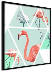 Poster  Tropical Mosaic with Flamingos (Square)  Cornice Quadri Cornice nera, Larghezza x Altezza Home decor 20x20