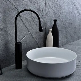 REA-U8493 - Lavabo da appoggio ELMA Ø 45 cm in ceramica, bianco lucido