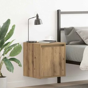 Comodini A Muro 2 Pz Rovere Artigianale 38x34x40 Cm /