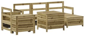 Set divani da giardino 7 pz in legno impregnato di pino