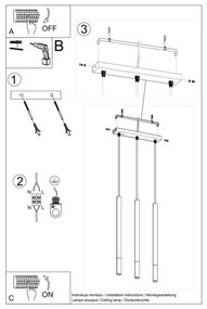 Lampadario su filo MOSAIC 3xG9/12W/230V nero/rame