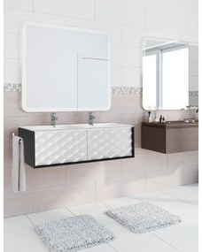 Mobile sottolavabo e lavabo Neo rovere noce/bianco L 120 x H 32 x P 48 cm 2 vasche 2 cassetti