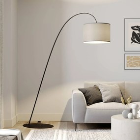 Lampada ad arco Alice Nowodvorski Lighting, Alluminio / Grigio / Zincato, Soggiorno / Sala da pranzo, Tessuto / Stoffa / Seta, Moderno, Lampada da terra