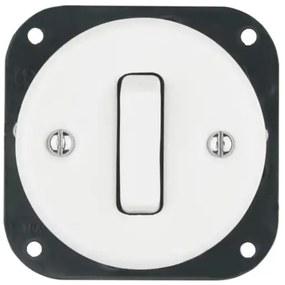 Bohemia-Design - Interruttore retrò in porcellana, semplice, senza placca, n. 1, bianco