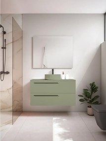 Mobile da bagno sospeso sotto lavabo L 100 x H 55 x P 39.5 cm verde laccato opaco, 2 cassetti VISOBATH Mia