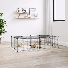 Gabbia per animali 20 pannelli con porta nera 35x35 cm acciaio