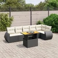 Set Divani da Giardino con Cuscini 7pz Nero Polyrattan 3272204