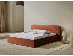 Letto matrimoniale imbottito color mattone con contenitore e rete inclusi 180x200 cm Elizabeth – Micadoni