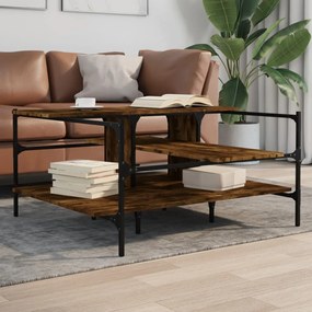 Tavolino Salotto Rovere Fumo 100x100x48,5cm Legno multistrato /
