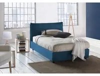 Letto piazza e mezza Desire, Letto contenitore con rivestimento in tessuto, Made in Italy, Apertura frontale, con materasso cm 120x190 incluso, Blu