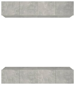 Mobili tv 4 pz grigio cemento 80x30x30 cm in legno multistrato