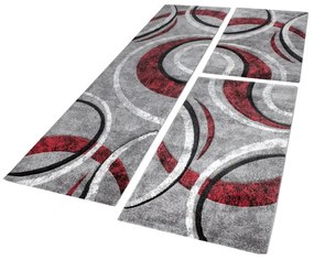 Tappeti camera da letto 3 pezzi Vortice  Colore Rosso, Dimensioni Tappeti 2x80x150 cm 1x80x300 cm