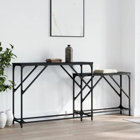 Tavolini Consolle Impilabili 2 Pz Neri İn Legno Multistrato /