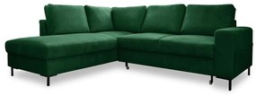 Divano letto in velluto a coste verde scuro (angolo sinistro) Lofty Lilly - Miuform