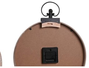 Orologio da Parete DKD Home Decor Nero Marrone Ferro Vintage Legno MDF Mappamondo (40 x 6,5 x 46 cm) (2 Unità)