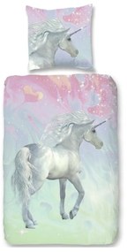 Biancheria da letto in cotone per bambini Unicorno verde, 140 x 200 cm - Good Morning